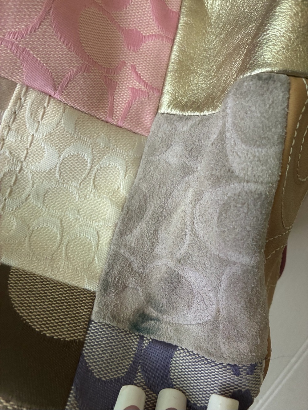 Vintage Voach patchwork design signature hobo bag y2k multicolor canvas leather - Picture 7 of 9